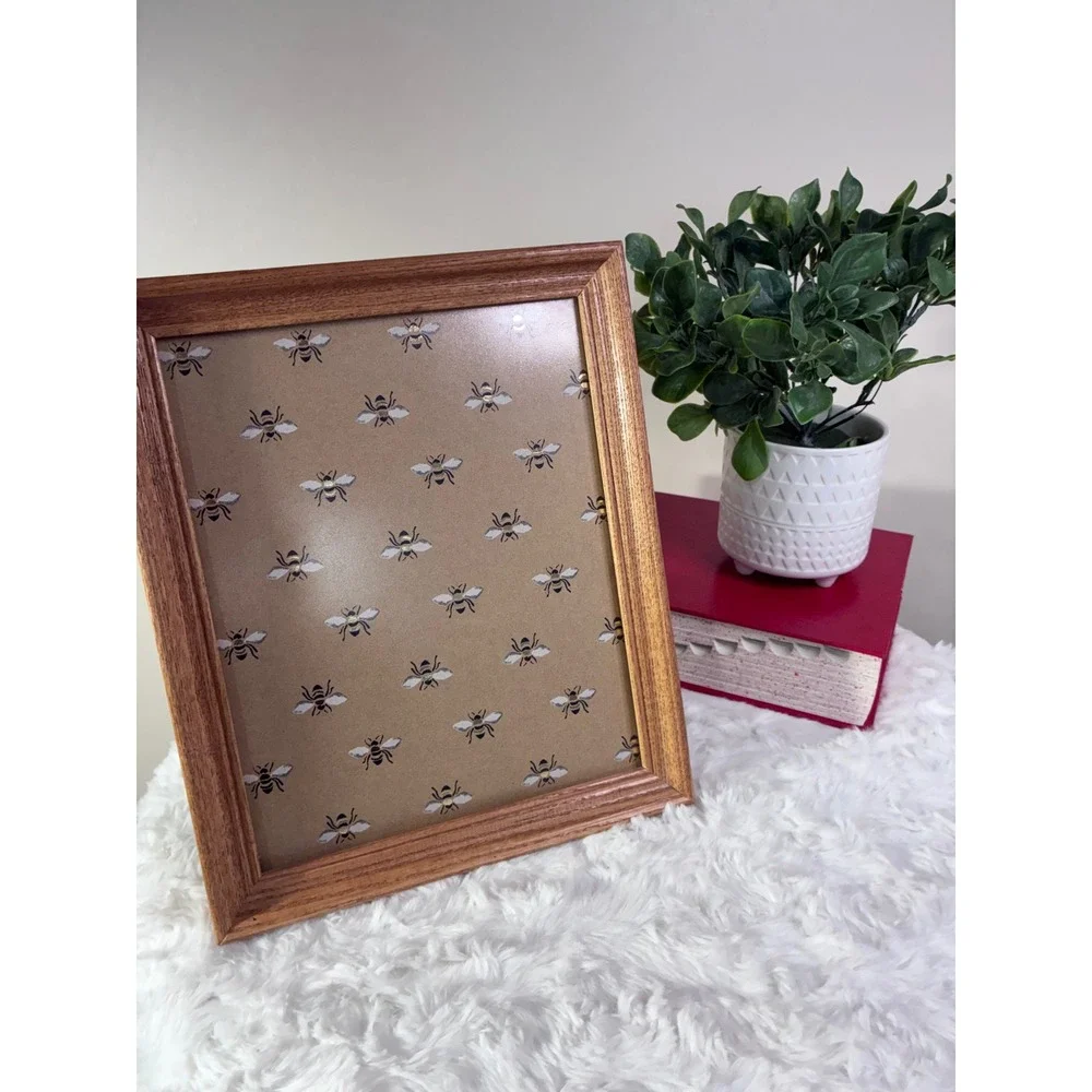 Vintage Solid Oak Wooden Picture Frame 8x10 Tabletop Brown Matte Glass Farmhouse